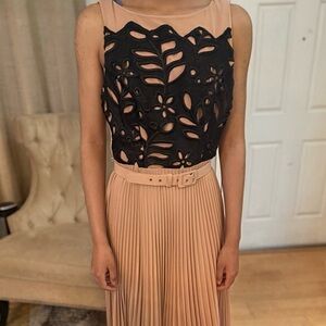 Eva Franco Black and Tan Midi Dress
